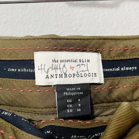 By Anthropologie The Essential Slim Knit Cargo Pants Olive Green Trousers Sz 4 - Picture 12 of 14